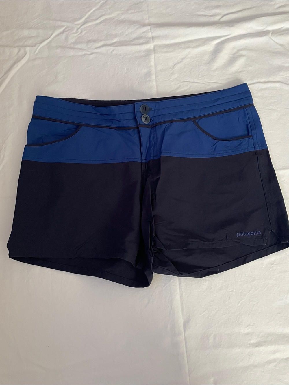 Patagonia Two-Tone Navy and Royal Blue Women's Athletic Shorts
